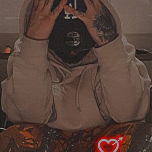 Beige Hoodie with Black Cap